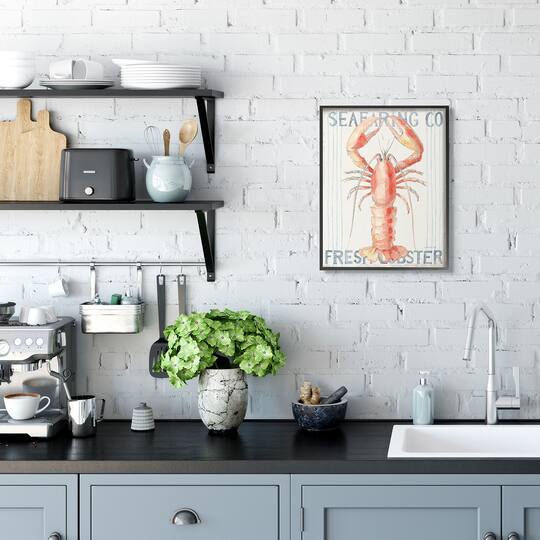 Stupell Industries Fresh Lobster Seafood Sign Framed Wall Art